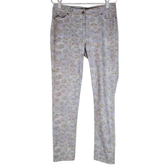 J. McLaughlin Snakeskin Print Mid-rise Lexi Slim Jeans Periwinkle Tan Size 8 - Picture 1 of 12